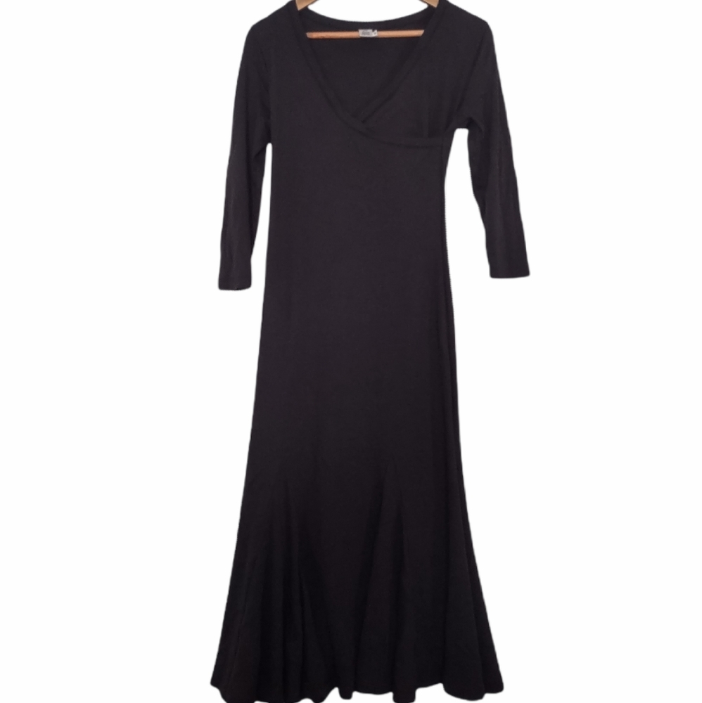 Peruvian Connection Black Faux Wrap Dress Size S